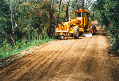 Photograph - Colour Print, Eltham Shire Council, Council oerations road grading and gravel water truck, c.1990