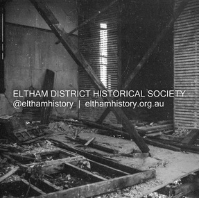 Negative - Photograph, J.A. McDonald, Inspection of storm damaged Abraham house at Kangaroo Ground, c. May 1962