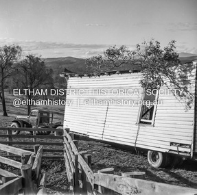 Negative - Photograph, J.A. McDonald, Removal of the remains of the Abraham house at Kangaroo Ground, c. May 1962