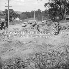 Negative - Photograph, J.A. McDonald, Road reconstruction works, unidentified location, Shire of Eltham, c. July 1962