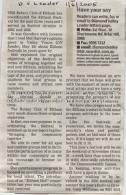 Newspaper - Newspaper clipping, Diamond Valley Leader, Letters, Diamond Valley Leader, 1 June 2005