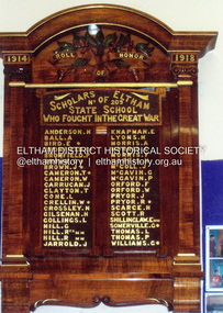 Photograph, Doug Orford, 1914-1918 Roll of Honour Board, Eltham State School No. 209, c.2000