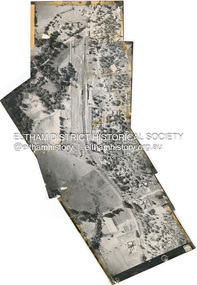 Photograph - Aerial Photograph, Main Road, Hurstbridge; Rose Road to Anzac Avenue including Railway Station area, 12 Apr. 1954