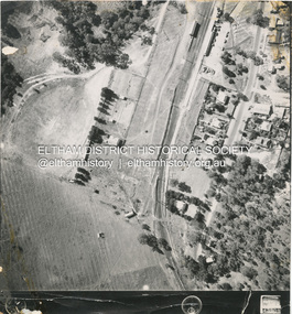 Photograph - Aerial Photograph, Main Road and Railway Station area, Hurstbridge, 12 Apr. 1954