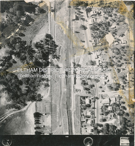 Photograph - Aerial Photograph, Main Road and Railway Station area, Hurstbridge, 12 Apr. 1954