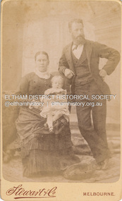 Photograph, Stewart & Co, Charles and Sarah (nee Shillinglaw) Aldous with either Florence May (1883) or Elizabeth Annie (1885) Aldous, c.1884-c.1887