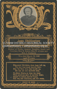 Photograph, The Australian Memorial Card Company, Memorial Card: Jean Shillinglaw, 1906