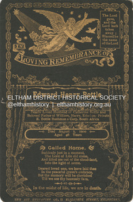 Photograph, The Art Engraving Company, Memorial Card: Edward Henry Bottle, 1900