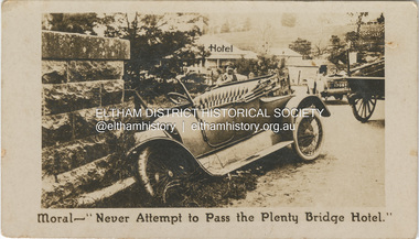 Photograph - Business Card, C. Aarons, Moral - "Never Attempt to Pass the Plenty Bridge Hotel.", c.1920