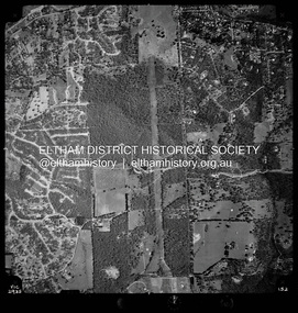 Photograph - Aerial Photograph, Landata, Eltham; Crown Allotment 15, Section 5, Parish of Nillumbik (Stokes Orchard Estate), Mar. 1975
