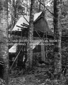 Photograph - Negative, Lewis Tulk, Senior scouting pioneering activities possibly near Tommy's Hut, Kinglake, c.1980