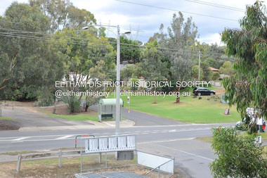 Photograph, Barry Philp, Entrance to Research Oval, Eltham Motor Inn opposite, Main Road, Eltham, c.2013