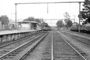 Photograph, A (Red Rattler) Tait train bound for Princes Bridge at Eltham Railway Station, 1975