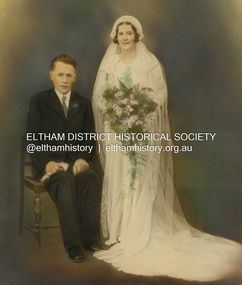 Photograph, Wedding portrait, Kenneth Douglas Ingram and Margaret Rose Teagle, 22 June 1935
