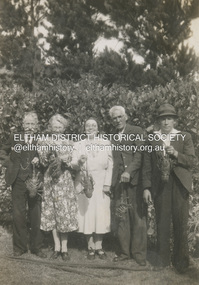 Photograph, John and Ada Ingram with son Ken and others holding lobsters, c.1950
