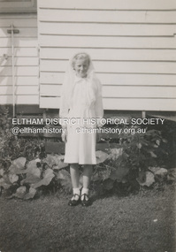 Photograph, Pam Ingram dressed for Holy Communion, c.1953