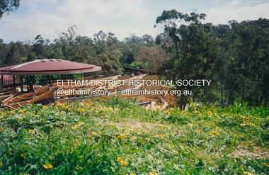 Photograph, Cr. Peter Graham, Eltham Library construction, Oct. 1993