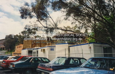 Photograph, Cr. Peter Graham, Eltham Library construction, Oct. 1993