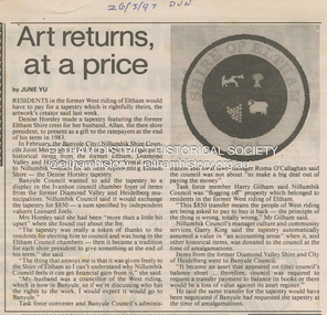 Document - News Clipping, June Yu, Art returns at a price, 26 March 1997