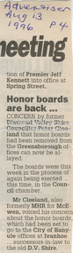 Document - News Clipping, The Advertiser, Honor boards are back ... , August 13, p4, 1996