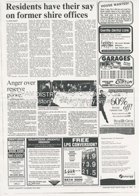 Document - News Clipping, Jodie Guest, Residents have their say on former shire offices, Diamond Valley News, October 16, p9, 1996