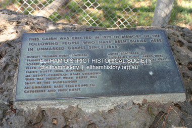 Photograph - Digital Photograph, Alan King, Plaque by the Hurst family cemetery, 1 February 2008