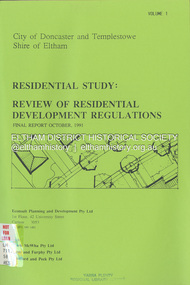 Document - Book, Econsult Planning and Development Pty Ltd, Residential Study: Review of Residential Development Regulations; Final Report; Volumes 1 and 2, October 1991
