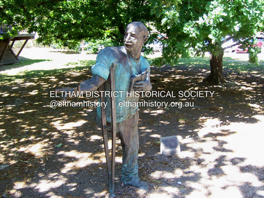 Photograph - Digital Photograph, Marguerite Marshall, Alan Marshall by Marcus Skipper (1995) outside Eltham Library, Panther Place, Eltham, 11 October 2006