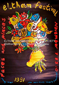 Ephemera (Item) - Poster, Eltham Shire Council, Eltham Festival; Faces and places, November 7, 8, 9, 10, 1991