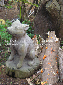 Photograph, Fay Bridge, Leigh Conkie's chainsaw sculptures, Main Road, Eltham, n.d