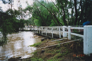 Photograph, Fay Bridge, Diamond Creek in flood, Eltham, 13 November 2004