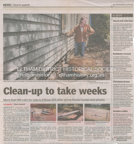 Newsclipping, Shaun Campbell, Clean-up to take weeks, Diamond Valley Leader, December 2011