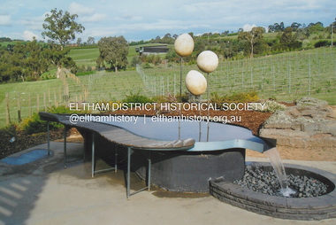 Photograph, Fay Bridge, Garden art, Swipers Gully Restaurant, 25 Eltham-Yarra Glen Rd, Kangaroo Ground, n.d