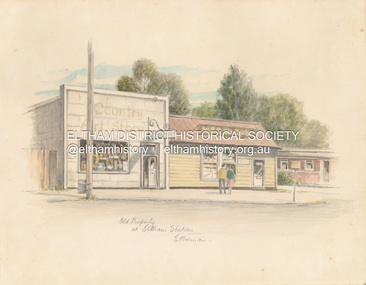 Artwork, other - Sketch, E. Foreman, Old property at Eltham Station, c.1980