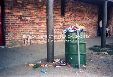 Photograph (Item) - Print, Chris Gregory, Untitled (Overflowing rubbish bin at park / sportsground), 1988