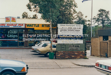 Photograph (Item) - Print, Shire of Eltham, Sign promoting Eltham Photographic Survey erected at Eltham Square, 953 Main Road, Eltham, 1988