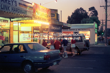 Photograph (Item) - Negative, Christina Gomilschak, Post netball pizza for dinner from Nando's Dial-a-Pizza, 935 Main Road, Eltham, 1988