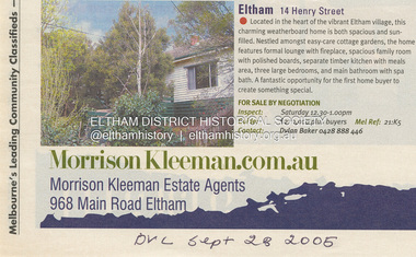 Document - Property Binder, 14 Henry Street, Eltham