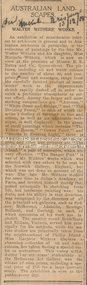 Newspaper Clipping, Australian Landscapes; Walter Withers' works; The Daily Mail (Brisbane, Qld), p4, December 14, 1918