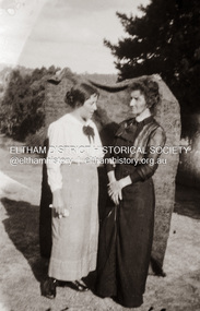 Photograph, Possibly Nancy Josephine Pitt Withers (left) and unidentified lady near Southernwood, cnr of Bolton Street and Brougham Street, Eltham, n.d