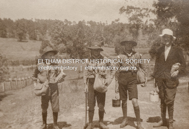 Photograph, Two scouts and Mervyn Britain  and Charles Withers, Brougham Street, Eltham, c.1920