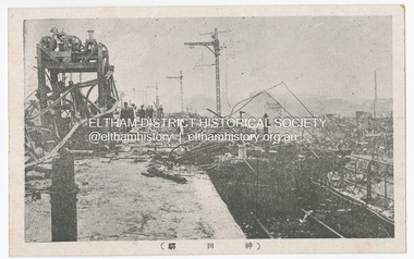 Photograph - Postcard, The Great Tokyo Earthquake on September 1st, 1923: Kanda Ryo, Chiyoda Ward, Tokyo - Kanda Station in the suburbs, 1923