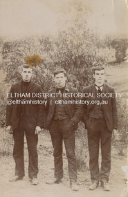 Postcard - Photograph, L-R: William McDonald, Fred Orford and Tom Smart of Montmorency and Eltham, c.1910