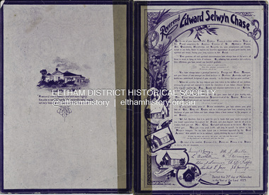 Document - Booklet, Valedictory Address to Reverend Edward Selwyn Chase, 21 Nov. 1925