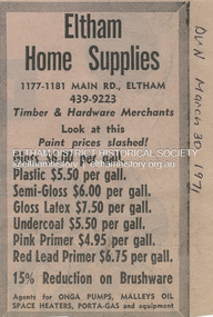 Document - Property Binder, 1177 Main Road, Eltham, 1971