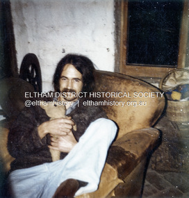 Colour Print, David Taylor, Peter Garner in his mudbrick studio, 62 Brougham Street, Eltham, c.1976