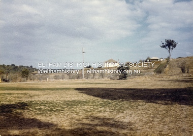 Colour Print, David Taylor, Maurie Fabbro's home viewed  from the rear of Eltham High School, c.1976
