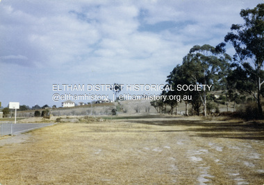 Colour Print, David Taylor, Maurie Fabbro's home viewed  from the rear of Eltham High School, c.1976