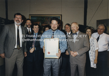 Photograph - Colour Print, Shire of Eltham, Rodney Roschellor, CEO, Shire of Eltham with the last Councillors of the Shire of Eltham, October 1994