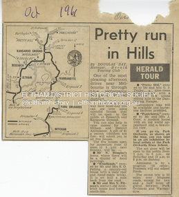 Newspaper - Newspaper article, The Herald, Pretty run in the Hills by Douglas Day, October 1961